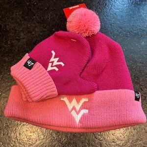 Toddler Girl’s WVU Toboggan and Matching Gloves- NWT- Magenta and Pink